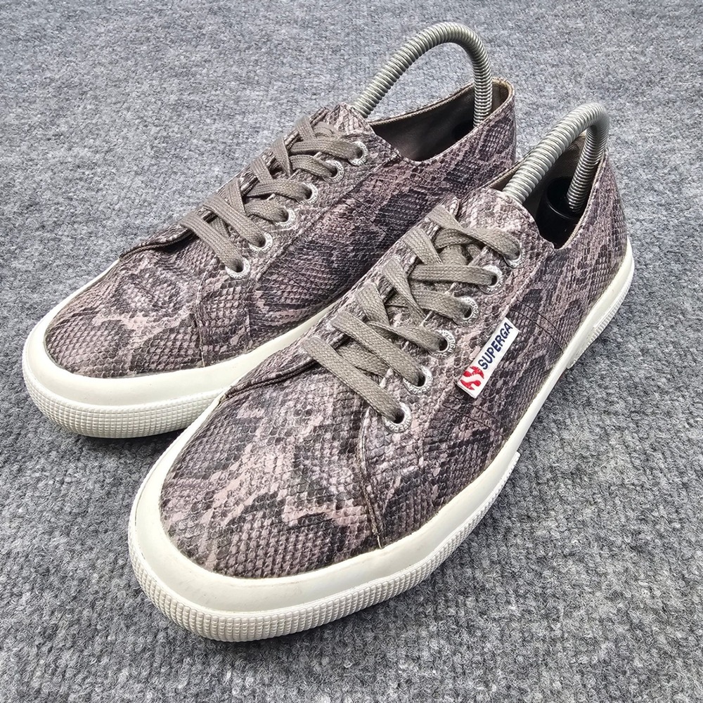 Superga 2750 Cotu Sneakers Women's US 8.5 EU 39.5 Classic Snake Print Gray Shoes